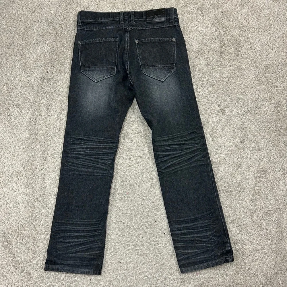 Southpole Jeans 30x30 Black Dark Wash Straight Leg Whiskered Denim Mens Y2K